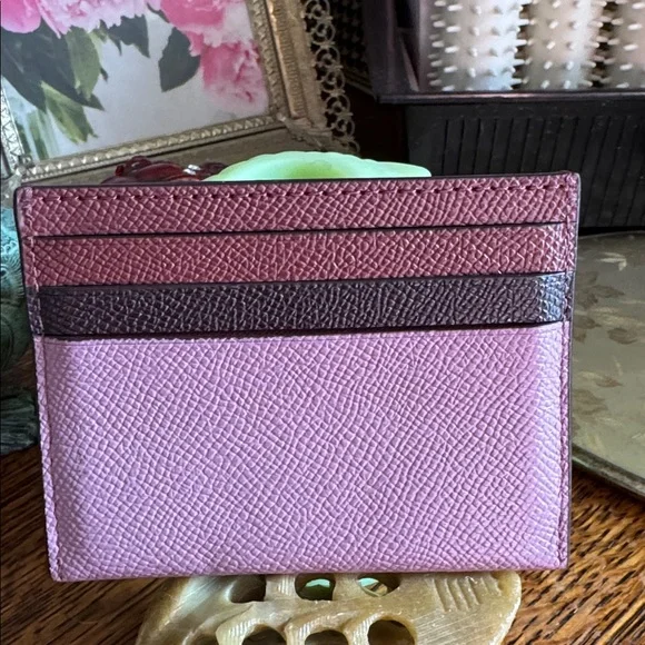 Coach Lavender, Berry & Deep Maroon Colorblock Slim ID Card Holder - Picture 2 of 6